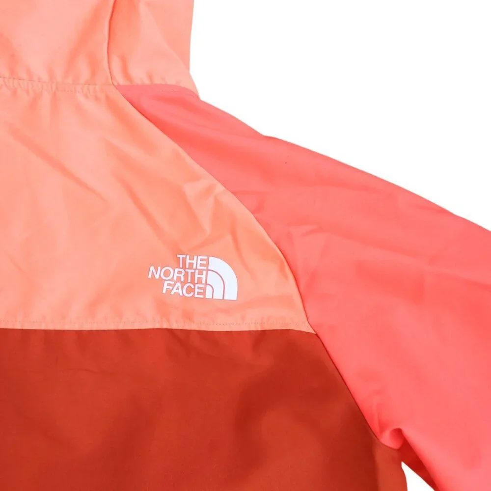 The North Face Youth XL Windbreaker Jacket Orange Colorblock Hooded Lightweight